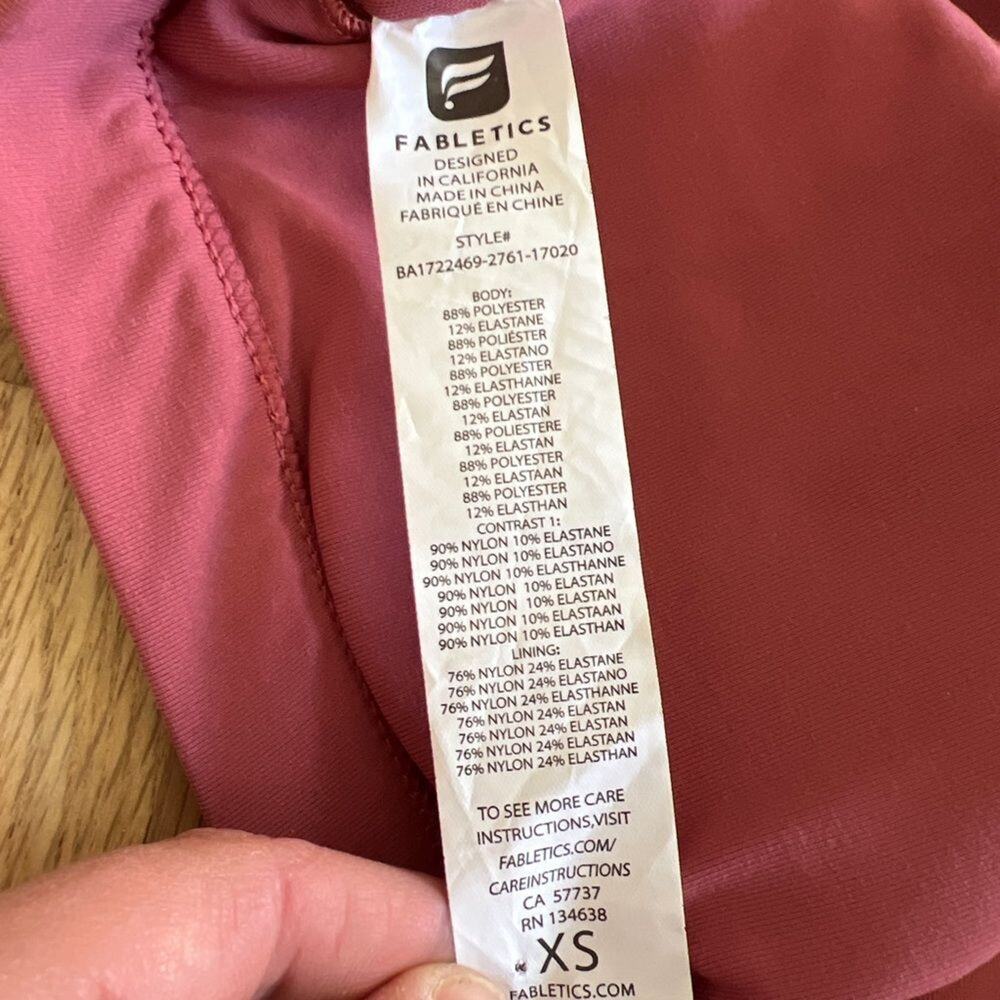Fabletics Vicky Sports Bra size XS Terracotta Orange Lace Overlay Athleisure - Picture 6 of 6
